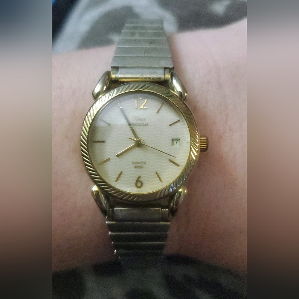 Timex Indiglo Gold and Silver Quartz Watch